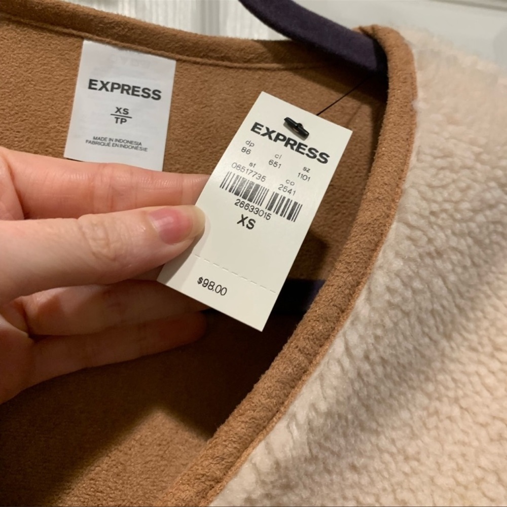 NWT Express Sherpa and Suede Coat - Picture 5 of 13